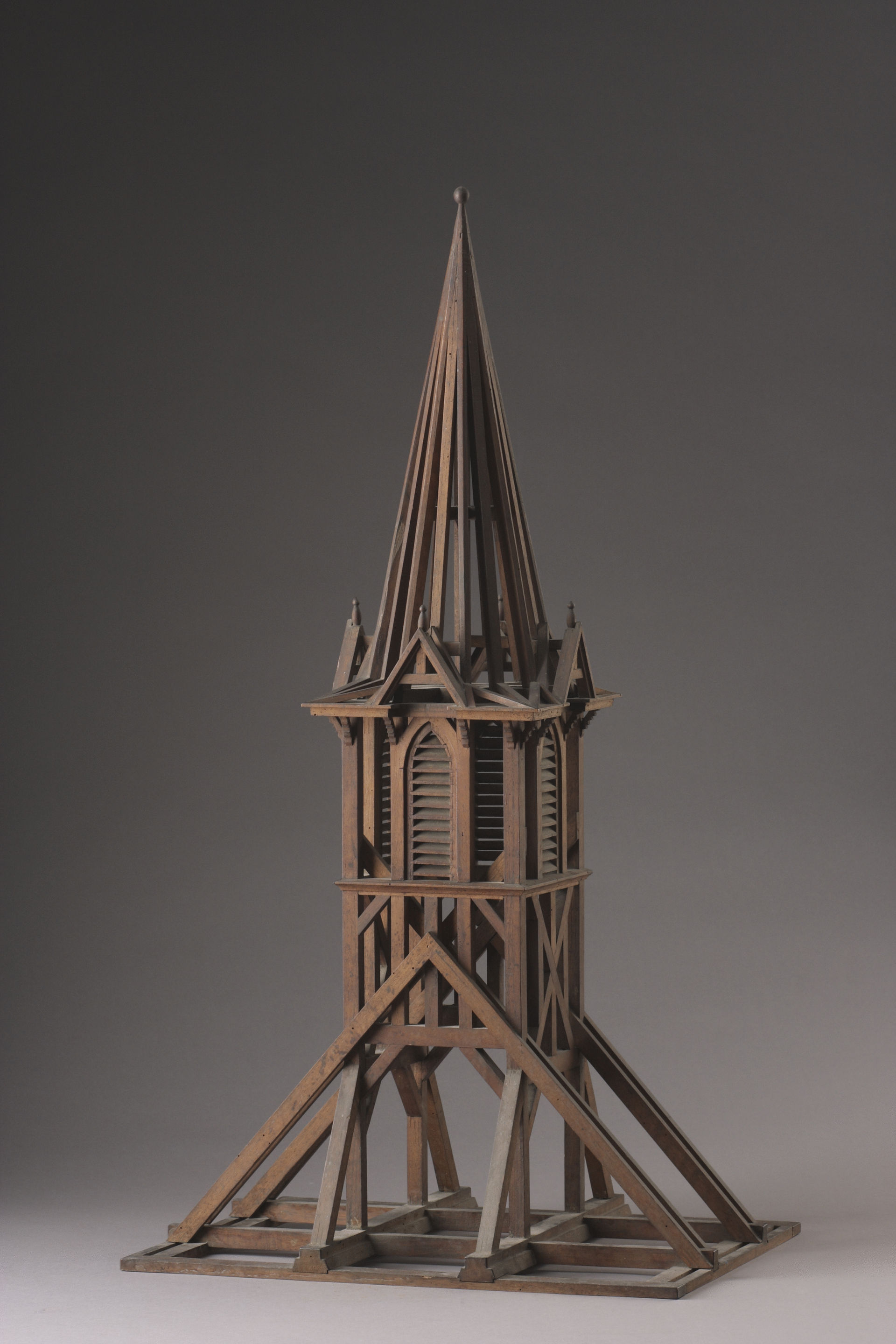 French Carved Wooden Architectural Model of a Church Steeple